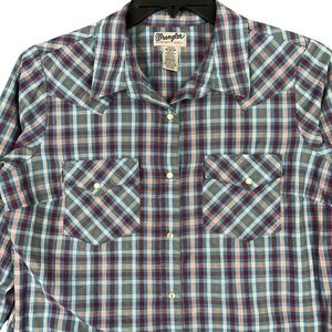 Wrangler Wrancher Pearl Snap Western Shirt Womens‎ M Rodeo Cowgirl Heritage